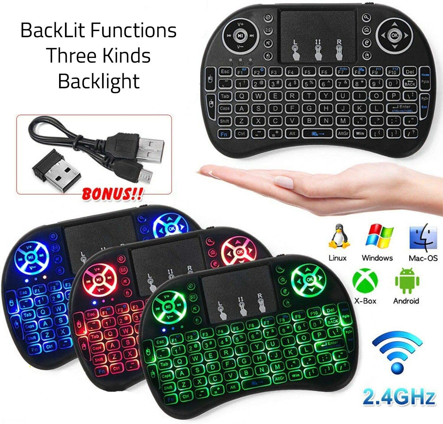 Mini teclado inalámbrico con control remoto Touchpad